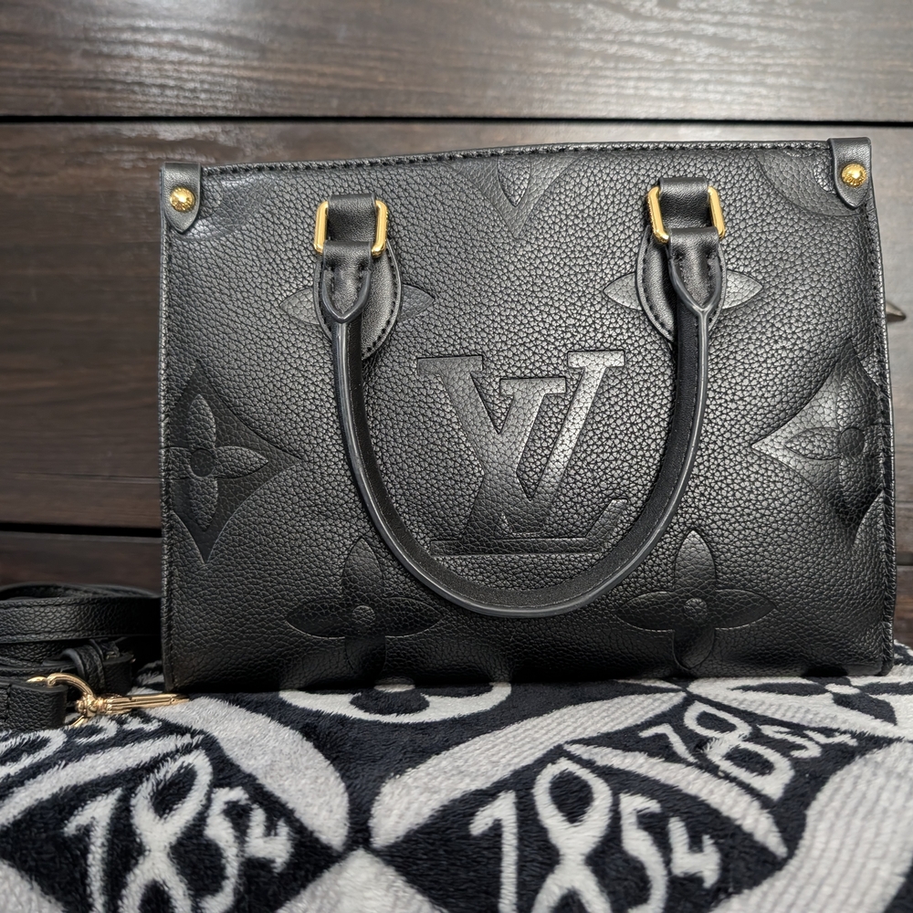 Black Embossed Shoulder Bag